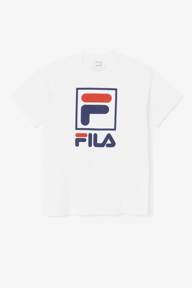 Fila T-Shirt Stacked Mens White - India LAZ-524098